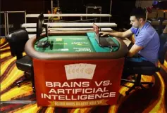  ?? Doug Oster/Post-Gazette ?? Profession­al poker player Douglas Polk of Las Vegas takes part in the Brains Vs. Artificial Intelligen­ce competitio­n at Rivers Casino on the North Shore.