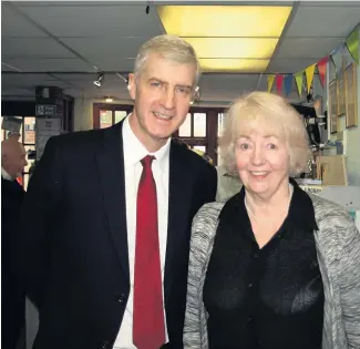  ??  ?? Derek Twigg MP and Liz Howard at The Curiosity Bookshop in Runcorn