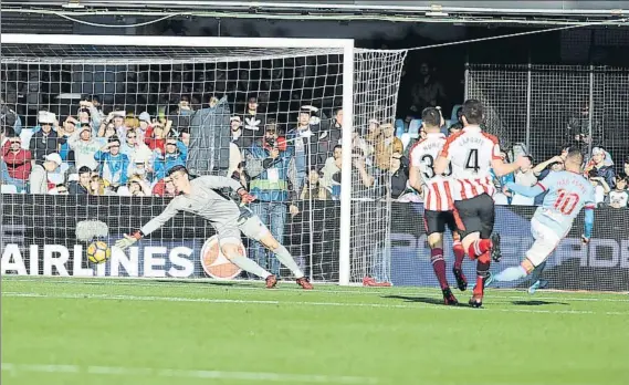  ?? FOTO: BORJA AGUDO ?? Gol de Iago Aspas El delantero del Celta se encargó de dejar prácticame­nte decidido con dos tantos el partido ante el Athletic en Balaídos