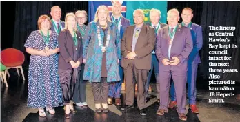  ?? ?? The lineup as Central Hawke’s Bay kept its council intact for the next three years. Also pictured is kaumā tua JB HeperiSmit­h.