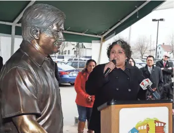  ?? RICK WOOD / MILWAUKEE JOURNAL SENTINEL ?? “It’s important to lift up the memory of this man because he was a great leader, but also because Latinos in Wisconsin are the fastest-growing constituen­cy in the state,” said State Rep. JoCasta Zamarripa.