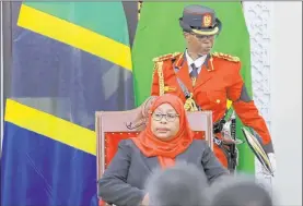  ?? The Associated Press ?? New Tanzanian President Samia Suluhu Hassan was sworn in Friday during a ceremony at State House in Dar es Salaam, Tanzania.