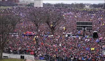  ??  ?? Rallying cry: Donald Trump whips up the crowd who had gathered for his ‘Stop the Steal’ rally in Washington DC yesterday