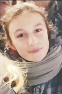  ?? FACEBOOK ?? The body of 13-year-old Océane Boyer was found on a highway near Brownsburg-chatham, northeast of Montreal, on Wednesday.