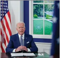  ?? (AP/Evan Vucci) ?? “To beat the pandemic here, we need to beat it everywhere,” President Joe Biden said Wednesday during a virtual U.N. covid-19 summit. “For every one shot we’ve administer­ed to date in America, we have now committed to do three shots to the rest of the world.”