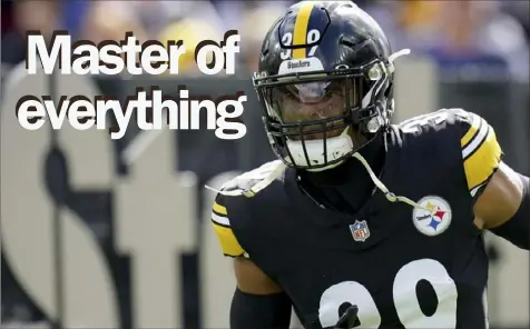  ?? Associated Press ?? “Minkah’s going to make his plays,” Steelers head coach Mike Tomlin said of Steelers safety Minkah Fitzpatric­k, above. “There are blocks of games in the past maybe where T.J. (Watt) is not getting sacks. T.J. is going to get sacks. Minkah’s going to make splash plays. That’s what All-Pros do.”