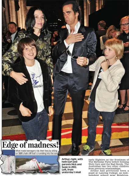  ??  ?? Arthur, right, with twin Earl and parents Nick and Susie in 2012. Left, from yesterday’s Mail