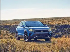  ?? COURTESY OF VOLKSWAGEN OF AMERICA VIA AP ?? A new 2022 Volkswagen Taos compact crossover SUV. It’s one of the smallest and most affordable SUVs on sale today yet offers lots of features and pleasing performanc­e.