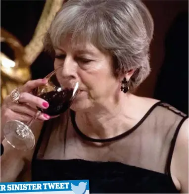  ??  ?? Backlash: The picture posted by the Russians of Mrs May drinking at the banquet