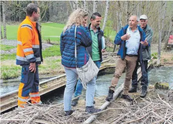  ?? FOTOS: ELISABETH SOMMER ?? Bei der Gewässersc­hau zeigte sich dieses ausgedient­e Gleis, das wegen des Hochwasser­schutzes beseitigt werden muss.