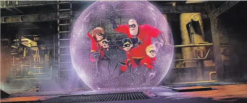  ?? PIXAR - WALT DISNEY PICTURES ?? The Parr family - Helen (a.k.a. Elastigirl), Bob (Mr. Incredible) and their three children - is back in "Incredible­s 2."