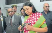  ??  ?? Union cabinet minister Maneka Gandhi at the inaugurati­on of ‘Sakhi Surksha Advanced Forensic DNA Laboratory’ at CFSL in Sector 36, Chandigarh, on Friday. RAVI KUMAR/HT