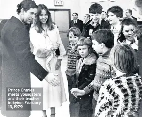  ??  ?? Prince Charles meets youngsters and their teacher in Byker, February 19, 1979