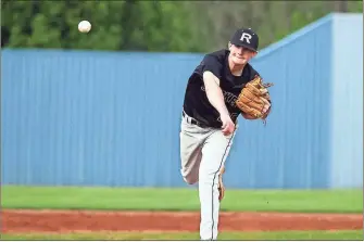  ?? / Steven Eckhoff ?? Rockmart’s Ty Floyd delivers a pitch during Friday’s game against Model in Shannon. The junior struck out 13 batters to pick up the win in the Region 7-AA contest. Rockmart won 12-1.