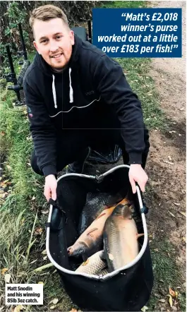  ??  ?? Matt Snodin and his winning 85lb 3oz catch.