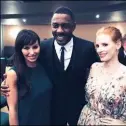  ??  ?? Jessica Chastain in
Molly’s Game; Molly herself with Jessica and co-star Idris Elba. Far right: Tobey Maguire and Leonardo Dicaprio