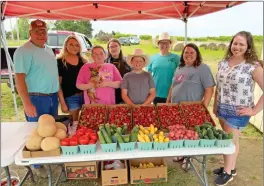  ?? SUBMITTED PHOTOS ?? The Tom Henry family of Guy is the 2020 Faulkner County Farm Family of the Year. The family includes, front row, from left, Tom, Caroline, Gabe, Jamie and Morgan; and back row, Scout, Savannah and Katie Henry. Not shown is Alexis Henry, who lives in Kansas. The family raises a variety of fruits and vegetables, as well as cattle.