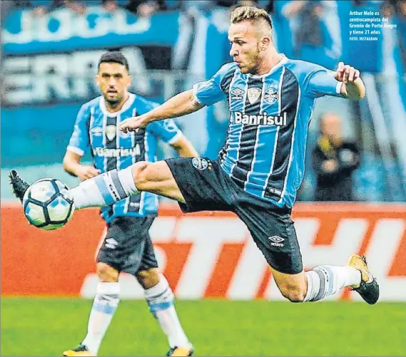  ?? FOTO: INSTAGRAM ?? Arthur Melo es centrocamp­ista del Gremio de Porto Alegre y tiene 21 años