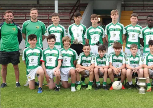  ??  ?? O’Raghallaig­h’s under 14s were joined by sponsor Robbie Matthews of Western Motors Skoda ahead of their participat­ion in the Féile competitio­n where they finished runners up after some superb displays in Monaghan.