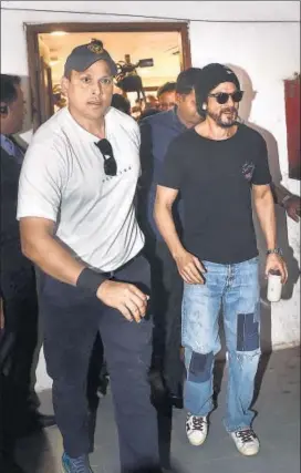  ??  ?? Kolkata Knight Riders team owner Shahrukh Khan after meeting BCCI officials in Mumbai.
PTI