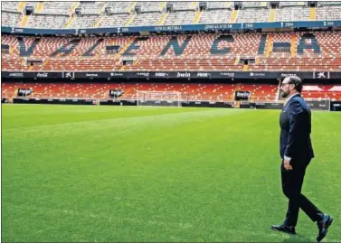  ??  ?? José Bordalás, el día de su presentaci­ón como técnico del Valencia en Mestalla.
