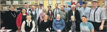  ?? ?? Members of our cast and crew pose for a photograph on Saturday night, March 12. Back row, l-r: Mary Holland (make-up and grooming), Anne Marie O’Gorman, Tadhg Manley, Con Scanlon, Dan Twomey, Tracey Doyle, Eilish Manley, Dean Browne, Nicky Boland, Michael Manley (director), Liam Spillane, Conor Murphy (producer), Eddie Quinlan (musician) and Eamon Quinlan (musician). Seated front row, l-r: Liz O’Meara, Orla Ahern, Denis Begley (producer), Louise Geaney and Niamh Ui Thuama. Missing from photo is Denise Begley who was also on stage for the whole production.