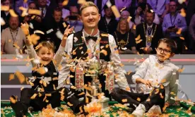  ?? ?? Kyren Wilson and his two sons celebratin­g after victory. Photograph: Tom Jenkins/The Guardian