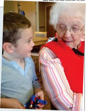  ??  ?? An easy rapport: Oliver, ten, with his great-aunt Isobel