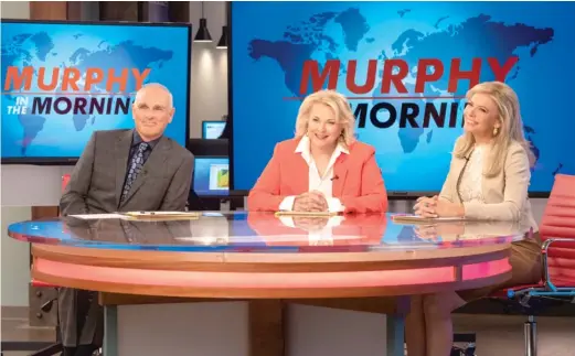  ?? DAVID GIESBRECHT/WARNER BROS. VIA AP ?? Joe Regalbuto (from left), Candice Bergen and Faith Ford from the comedy series “Murphy Brown.” The sitcom, starring Bergen as a skeptical TV reporter, returns Thursday on CBS.