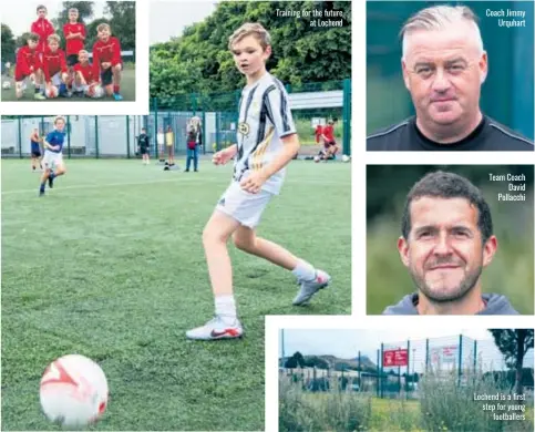  ??  ?? Training for the future at Lochend
Coach Jimmy Urquhart
Team Coach David Pollacchi
Lochend is a first step for young footballer­s