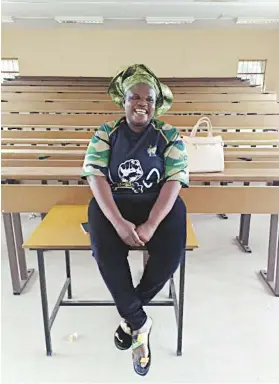  ?? Picture: Virginia Keppler ?? BACK TO SCHOOL. Communicat­ions Minister Faith Muthambi is doing an MTech at the Tshwane University of Technology.