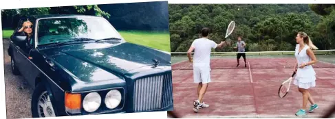  ??  ?? his chauffeur awaits: Sam taylor- Johnson in a Bentley Posh competitio­n: Playing tennis at the Goldsmiths’