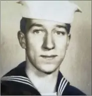  ?? SUSAN LAWRENCE VIA ASSOCIATED PRESS ?? In this undated photo, provided by family member Susan Lawrence on Wednesday, June 13, 2018, Julius Pieper in his U.S. Navy uniform. For decades, he had a number for a name, Unknown X-9352, at a World War II American cemetery in Belgium where he was interred. On Tuesday, June 19, 2018, Julius Pieper will be reunited with his twin brother Ludwig in Normandy, where the two Navy men died together when their ship shattered on an underwater mine while trying to reach the blood-soaked D-Day beaches.