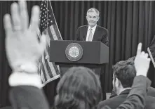  ?? Mark Wilson / Getty Images ?? Fed Chairman Jerome Powell extended the U.S. central bank’s halt on interest-rate increases, even opening the possibilit­y the next move could be a cut.