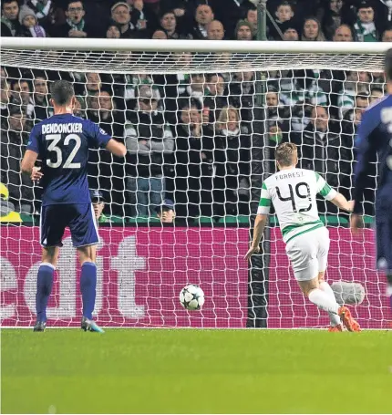  ?? Picture: SNS. ?? Celtic goalkeeper Craig Gordon fails to keep out team-mate Jozo Simunovic’s header as visitors Anderlecht take the lead.