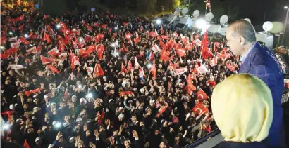  ?? Picture: Reuters ?? MORE POWERFUL. Turkish President Recep Tayyip Erdogan addresses his supporters in Istanbul on Sunday.