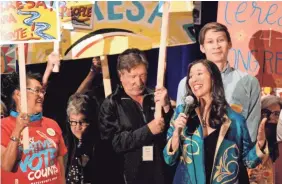  ?? MORGAN LEE/AP ?? Teresa Leger Fernandez of Santa Fe speaks at a March 7 gathering in Pojoaque, N.M. She is running for the 3rd Congressio­nal District seat.