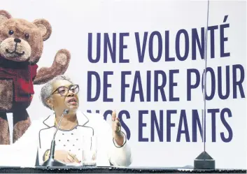  ?? PHOTO POOL PAUL CHIASSON, PC ?? La présidente de la Commission spéciale sur les droits des enfants et la protection de la jeunesse, Régine Laurent, a livré ses premiers constats hier à Montréal.