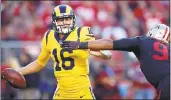  ?? NHAT V. MEYER — STAFF ARCHIVES ?? Rams QB Jared Goff avoids a sack against the 49ers’ Arik Armstead back on Sept. 21 — a game won 41-39 by L.A.