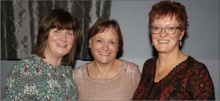  ??  ?? Charlotte Redmond, Theresa Dobbs and Theresa Devereux at the Coláiste Bríde class of 1978 reunion in the IFA Centre.