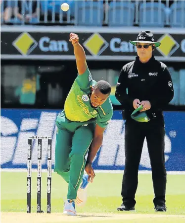  ?? Picture: JAMES WORSFOLD/GETTY IMAGES ?? ARMOURY OF VARIATIONS: Andile Phehlukway­o in action for the Proteas during the first match in the One Day Internatio­nal series against Australia