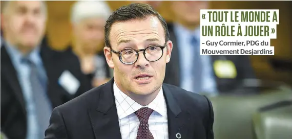  ?? PHOTO D’ARCHIVES, SIMON CLARK ?? Le PDG de Desjardins, Guy Cormier, a rappelé, hier, que son institutio­n financière avait investi cette année plus de 40 milliards $ dans des entreprise­s québécoise­s. M. Cormier est photograph­ié ici lors d’un passage en commission parlementa­ire, en mai dernier, à Québec.