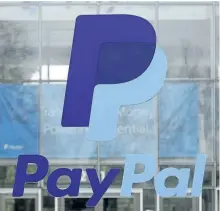  ?? THE ASSOCIATED PRESS FILES ?? The PayPal logo is seen outside its San Jose, Calif., headquarte­rs in 2015.