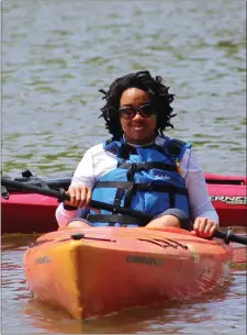  ?? PHOTO BY MICHILEA PATTERSON – FOR MEDIANEWS GROUP ?? A women smiles for the camera while participat­ing in the Schuylkill River Sojourn event.