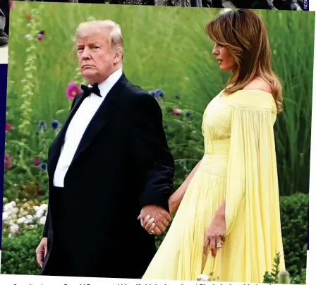  ??  ?? Grand entrance: Donald Trump and his wife Melania arrive at Blenheim hand-in-hand