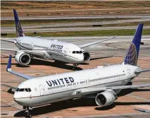  ?? Bill Montgomery / Houston Chronicle file ?? A United Airlines Boeing 787 Dreamliner waits behind a United Boeing 767 at Bush Interconti­nental Airport. Houston is a major hub for Chicago-based United.