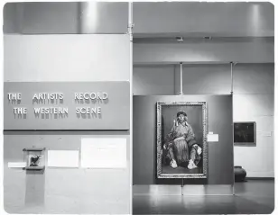  ??  ?? The Artists Record: The Western Scene, 1966, New Mexico Museum of Fine Arts; below, Hall of Ethnology exhibit space in the old armory building on Washington Ave., 1942; images courtesy Palace of the Governors Photo Archives