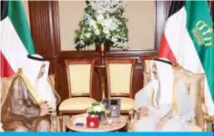  ??  ?? KUWAIT: His Highness the Amir Sheikh Sabah Al-Ahmad Al-Jaber Al-Sabah received at Bayan Palace yesterday National Assembly Speaker Marzouq Al-Ghanem. His Highness also received His Highness the Prime Minister Sheikh Jaber Al-Mubarak Al-Hamad Al-Sabah. — KUNA