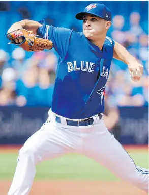  ?? NATHAN DENETTE / THE CANADIAN PRESS ?? Using an effective blend of offspeed stuff, Toronto Blue Jays pitcher Thomas Pannone no-hit the Baltimore Orioles for six innings in his first major-league start.