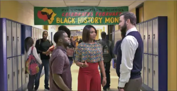  ?? UNIVERSAL PICTURES ?? Kevin Hart, left, Tiffany Haddish and Taran Killam appear in a scene from “Night School.”